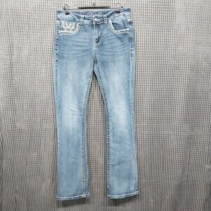Grace in LA Jeans Women Bootcut Distressed Stretch Denim 30 Blue